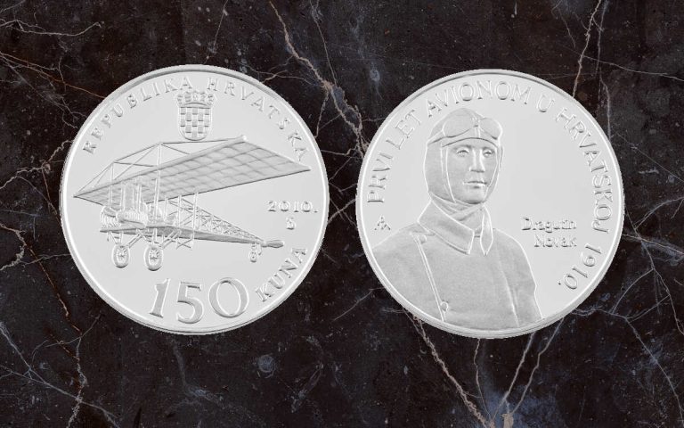 Srebrnjak 150 kuna Prvi let avionom u Hrvatskoj