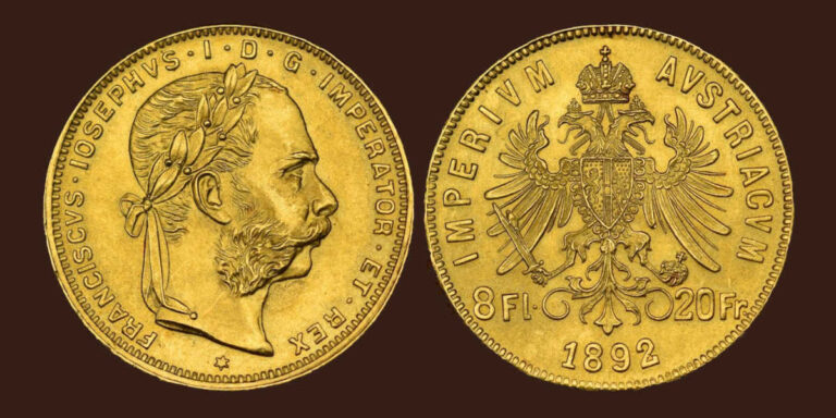 Povijesni zlatnik 8 florina 20 franaka Franc Ios