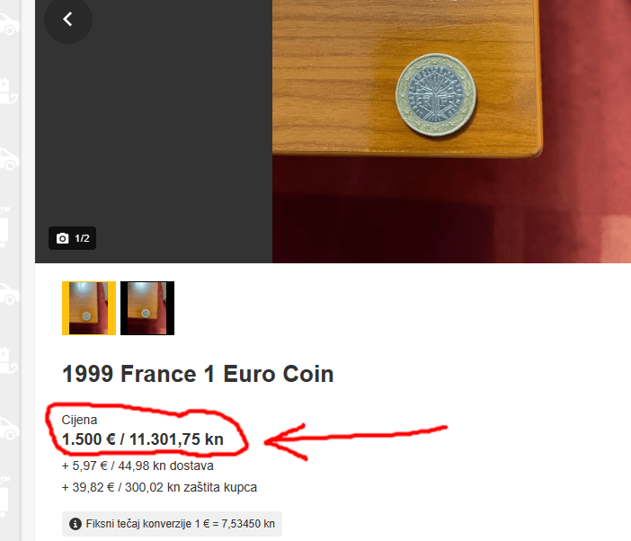 Pokušaj prijevare s kovanicom 1 euro u Njuškalu