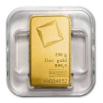 NOVO U PONUDI: Kovana zlatna poluga 250 grama Valcambi u posebnoj kutiji