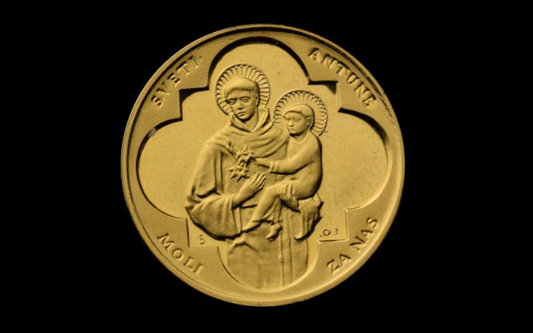 Zlatnik Sveti Antun moli za nas Isus Krist
