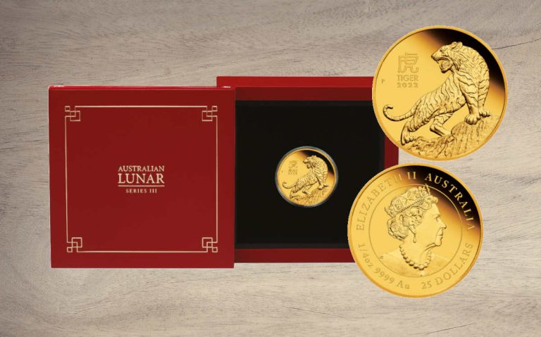 Zlatnik 1/4 oz Kineska Lunarna godina Tigar 2022