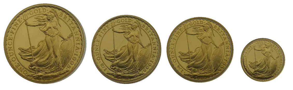 Komplet zlatnika Britannia četiri kovanice
