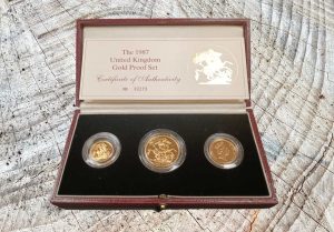 Komplet zlatnika Sovereign, Half Sovereign, Double Sovereign, 1987, numizmatika
