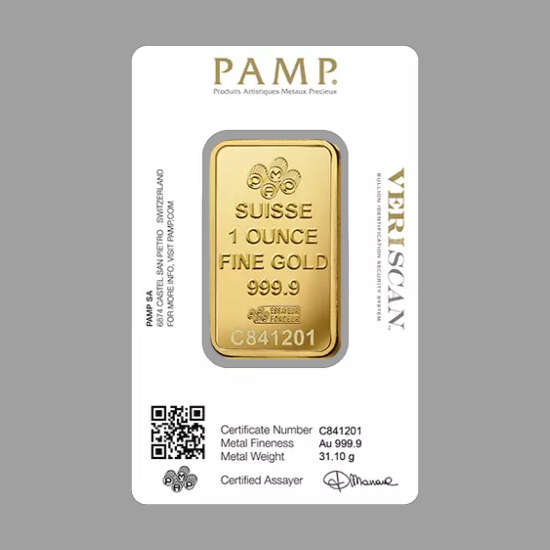 Zlatna poluga 31.1 grama 1 unca PAMP Veriscan