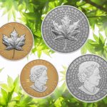 Zlatnik i srebrnjak Javorov list Maple leaf, vrlo dubok reljef, Kanada, 2023