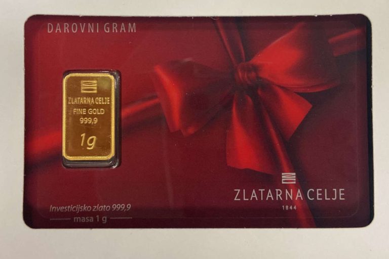 Zlatna poluga 1 gram Zlatarna Celje