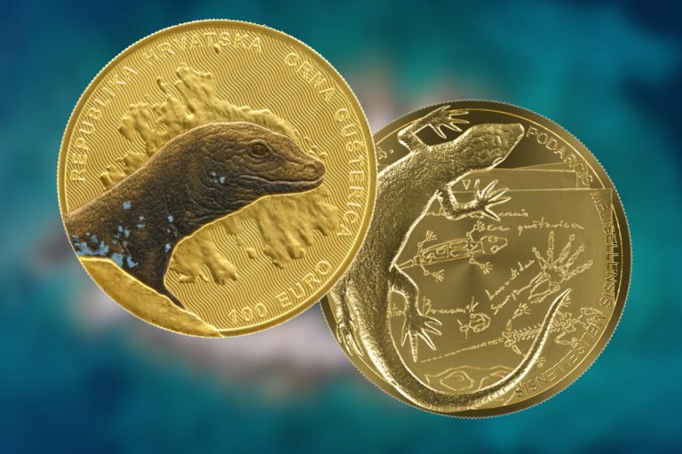 Obojani zlatnik Crna gušterica 1oz Hrvatska, 2024