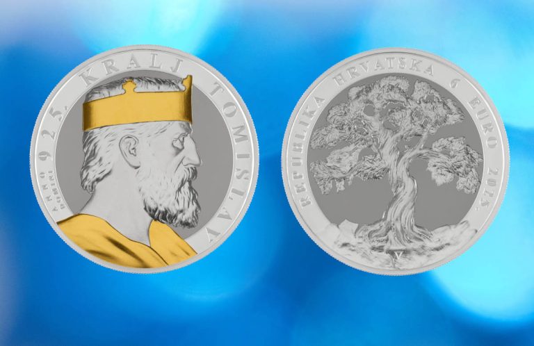 Srebrnjak Kralj Tomislav Pozlaćeni, 2 unce, Hrvatska